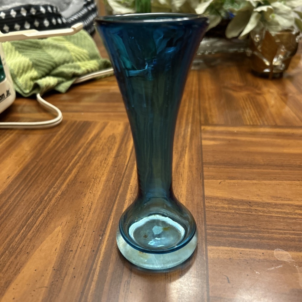 Vintage Lefton Navy Blue Glass 6 In‎ Bud Vase Flower